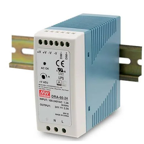 DRA-60-24 Блок питания на DIN-рейку, 24В, 2,5А, 60Вт Mean Well